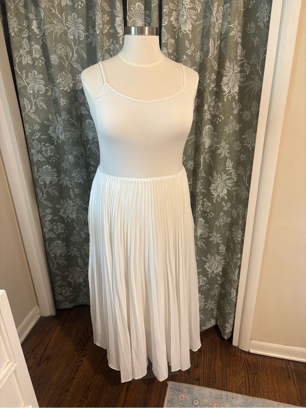 Anthropologie White Pleated Midi Dress